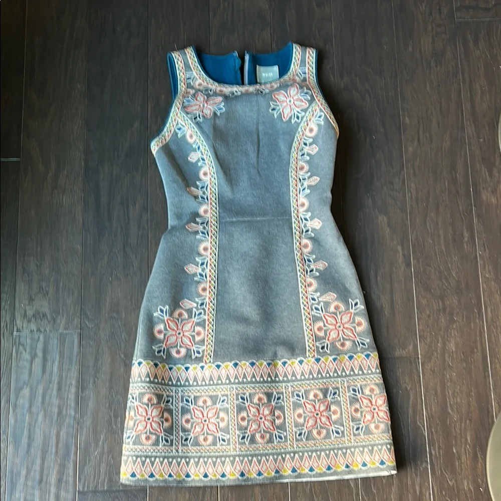 Anthropologie Maeve embroidered gray dress 2 - Picture 1 of 7